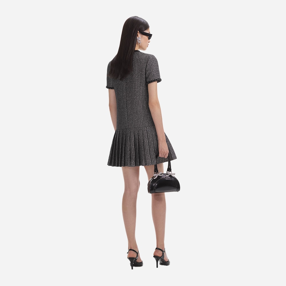 Metallic Boucle Mini Dress - Black
