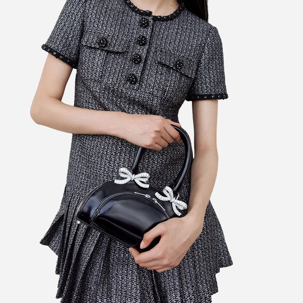 Metallic Boucle Mini Dress - Black