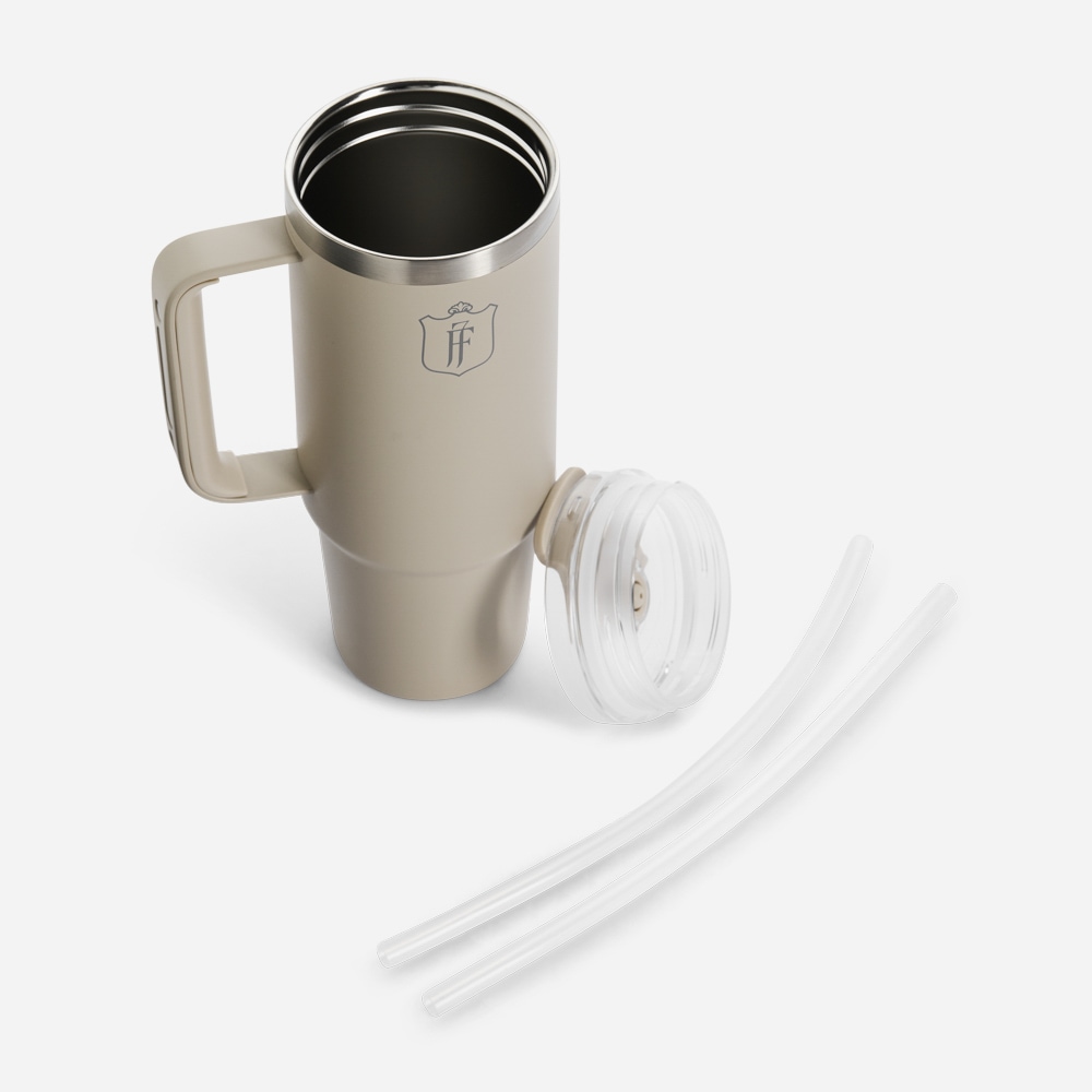 Thermocup With Straw 885ml - Cream Beige