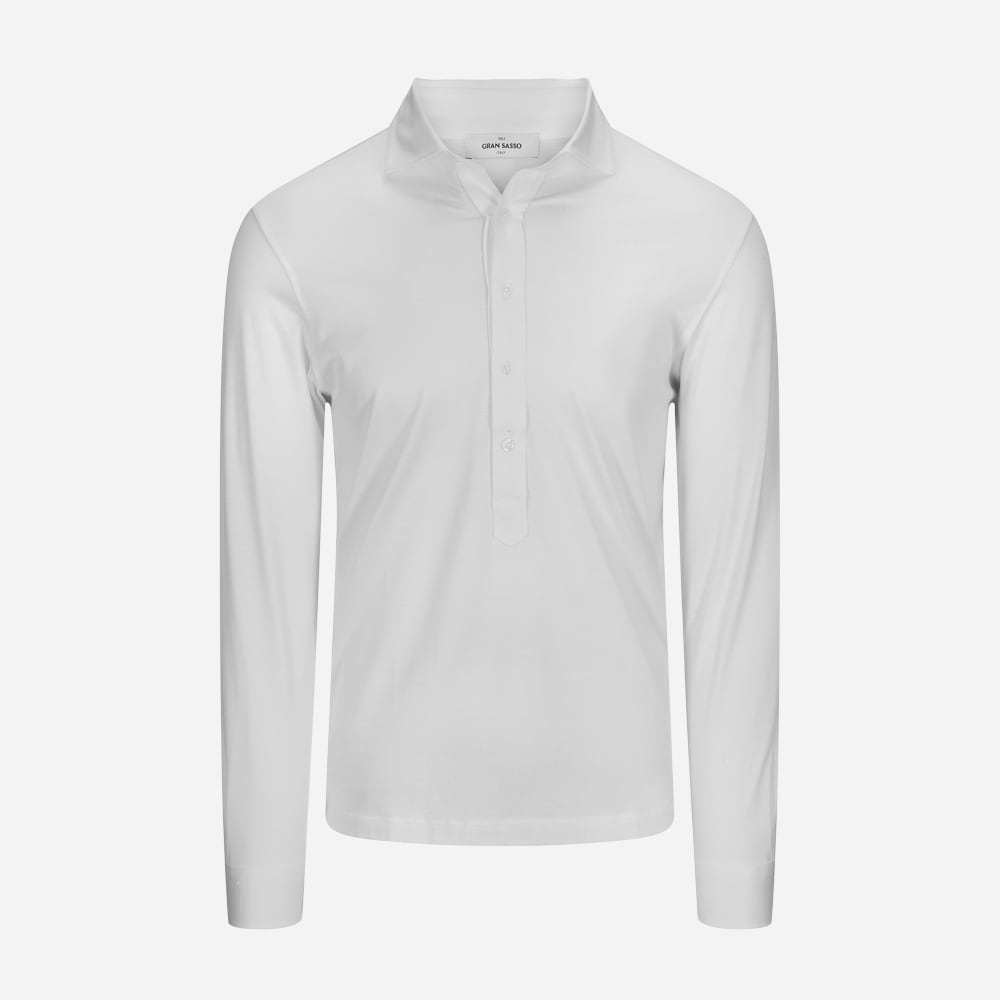 Long Sleeve Pop-Over Shirt Mercerized - 001 White