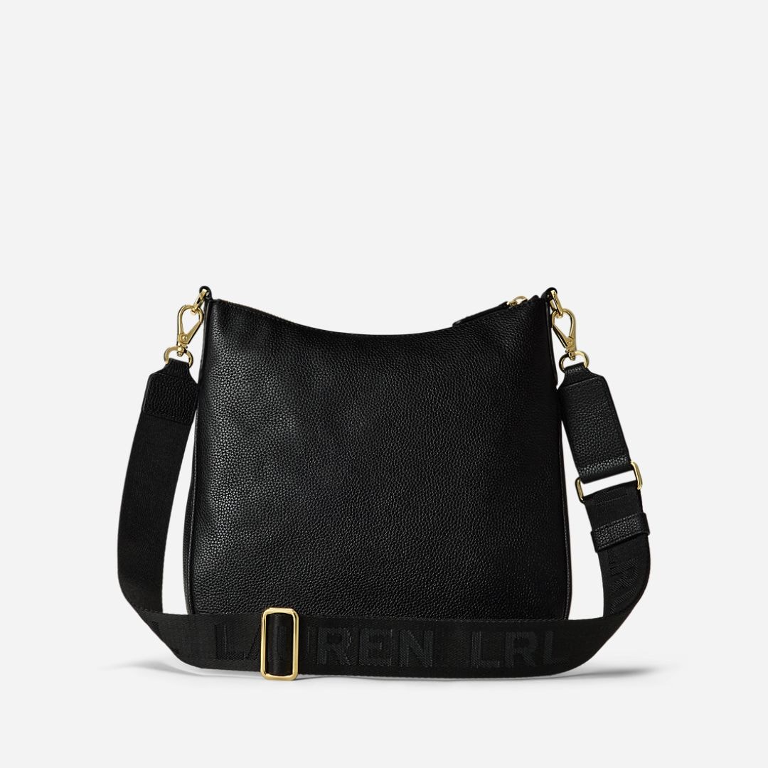 Pebbled Leather Large Cameryn Crossbody - Black