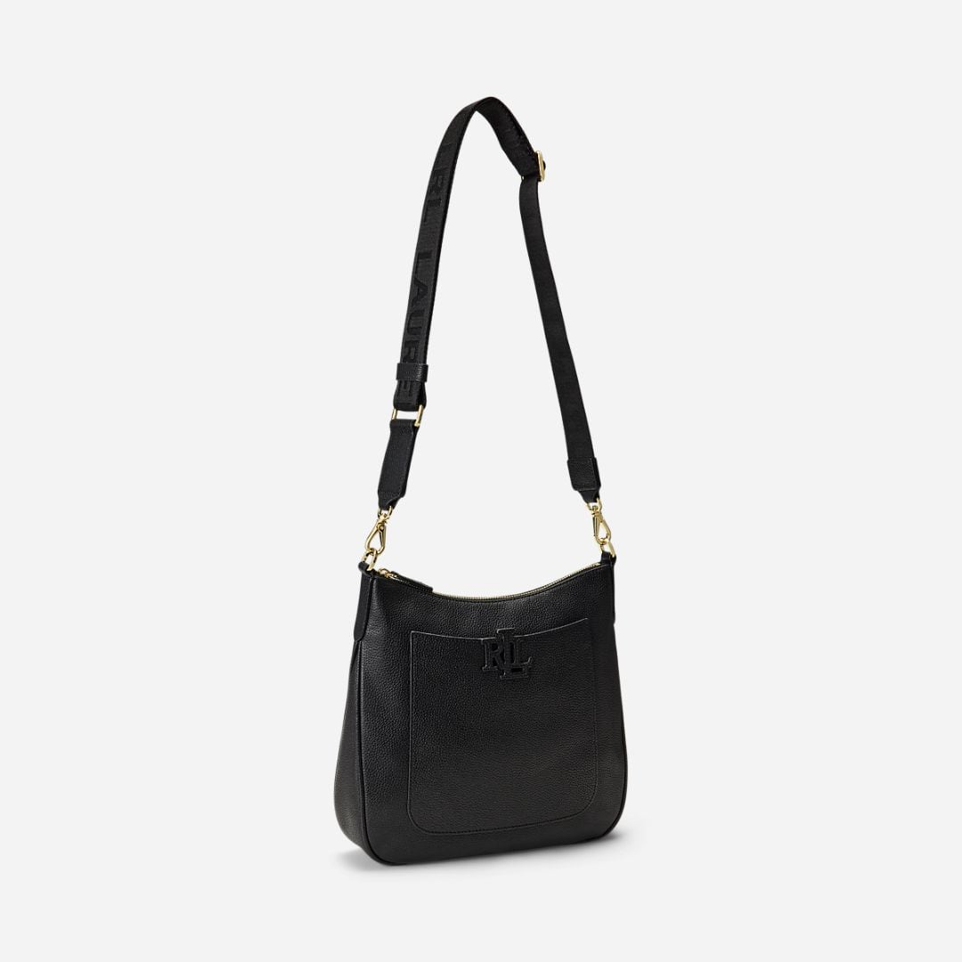 Pebbled Leather Large Cameryn Crossbody - Black
