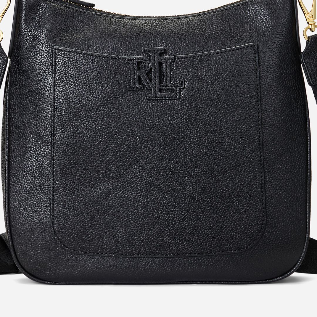 Pebbled Leather Large Cameryn Crossbody - Black
