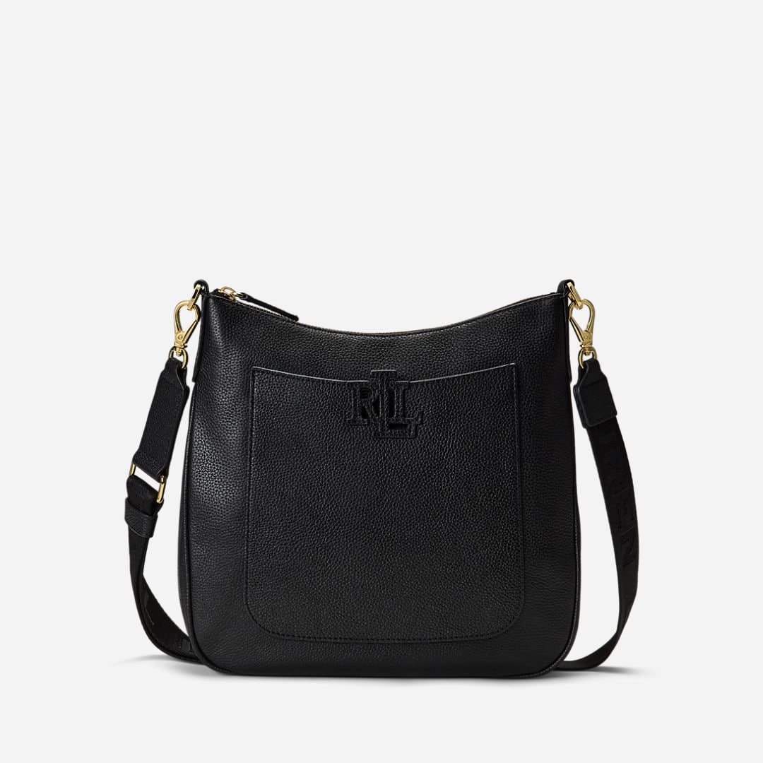 Pebbled Leather Large Cameryn Crossbody - Black