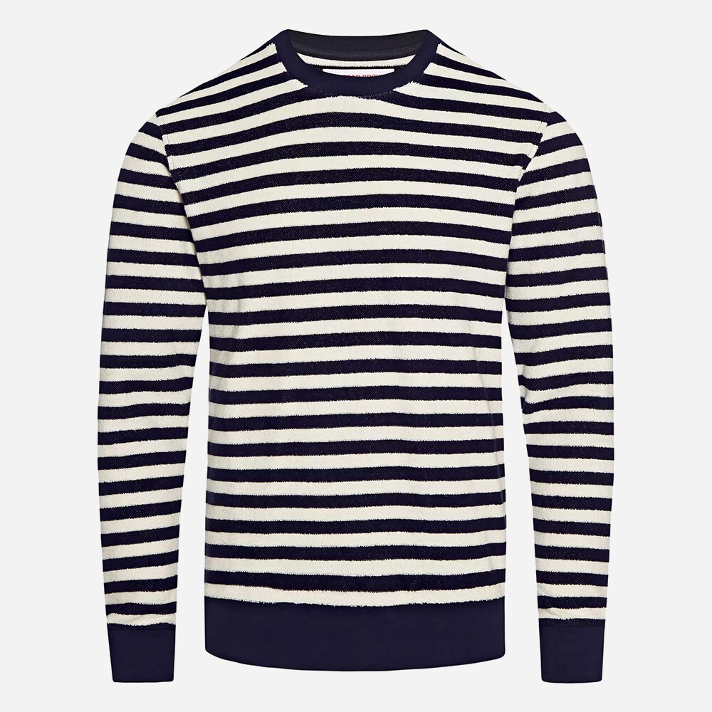 Pierce Luxe Towelling Stripe Ink/White Sand