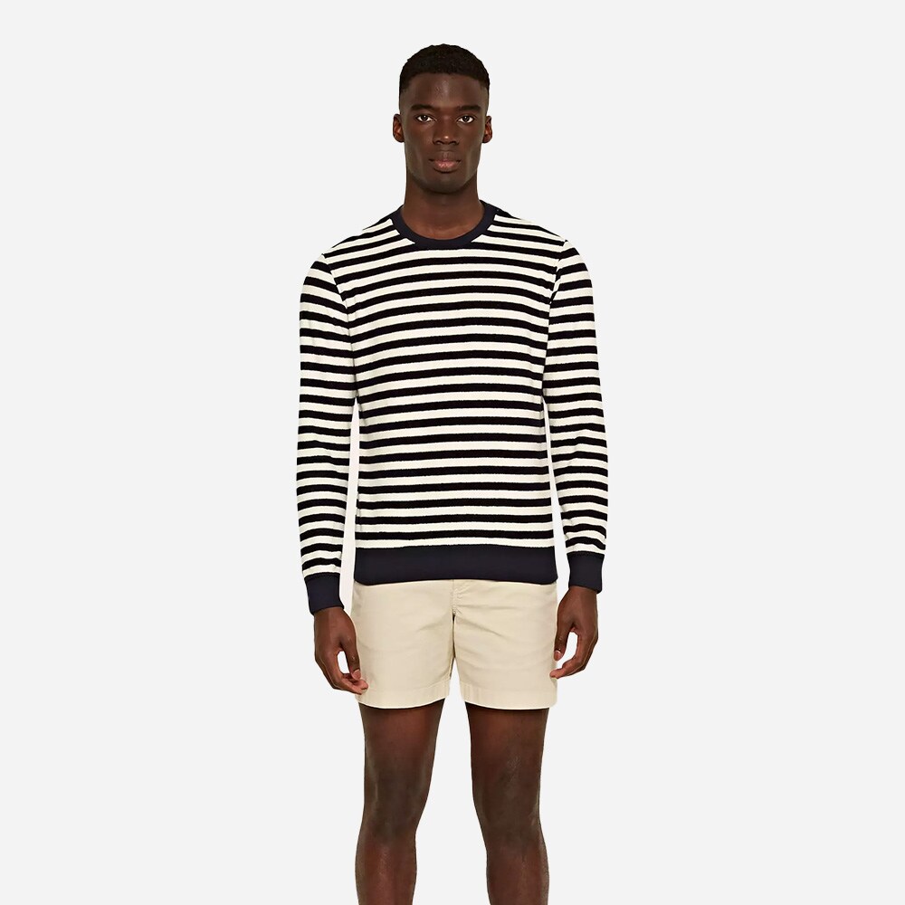 Pierce Luxe Towelling Stripe Ink/White Sand