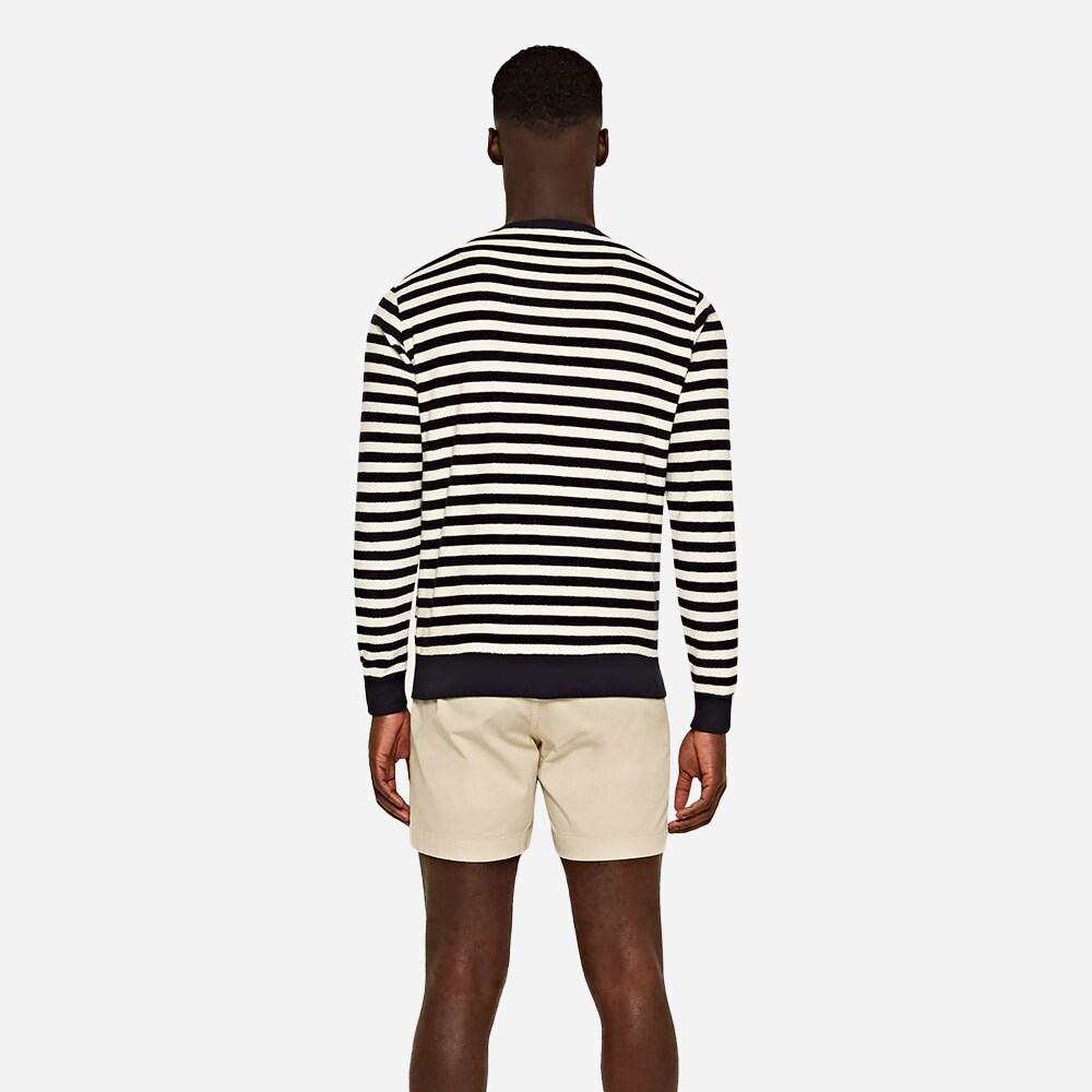 Pierce Luxe Towelling Stripe Ink/White Sand