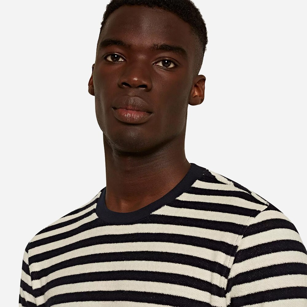 Pierce Luxe Towelling Stripe Ink/White Sand