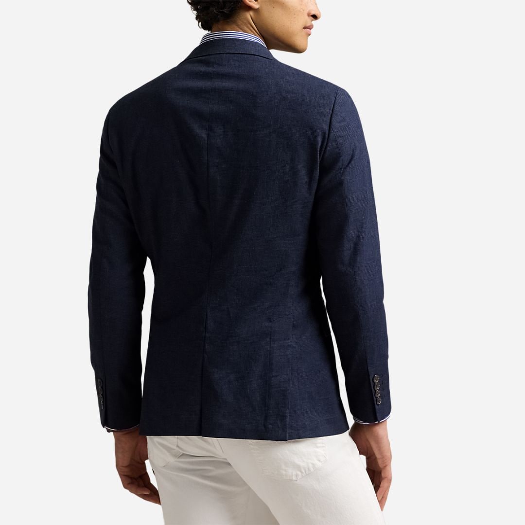 Polo Modern Plaid Linen-Blend Jacket - Dark Navy/Navy
