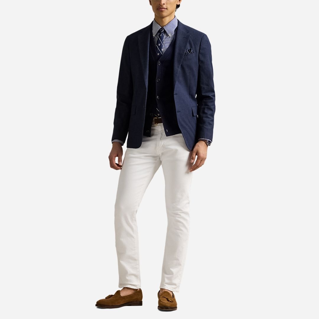 Polo Modern Plaid Linen-Blend Jacket - Dark Navy/Navy
