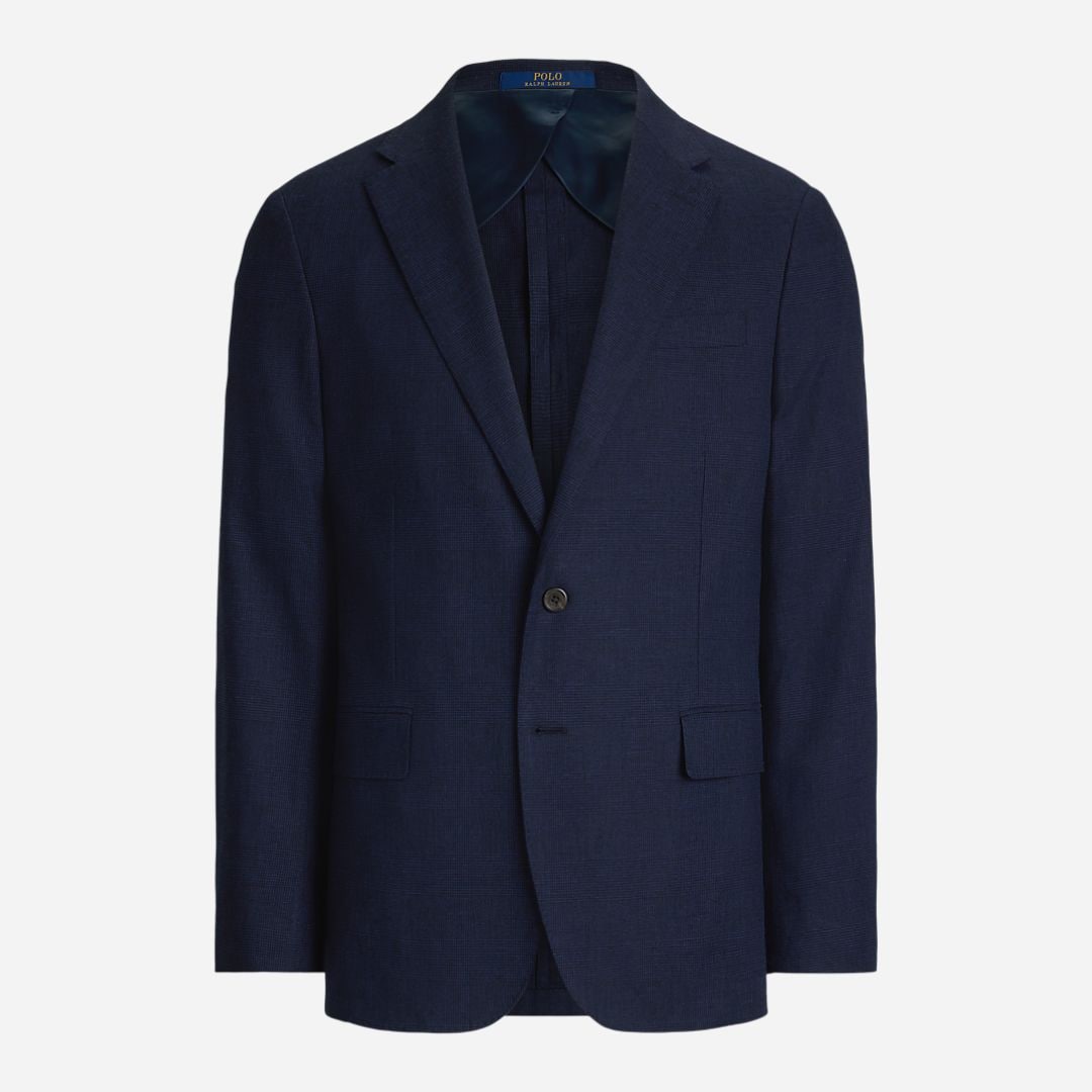 Polo Modern Plaid Linen-Blend Jacket - Dark Navy/Navy