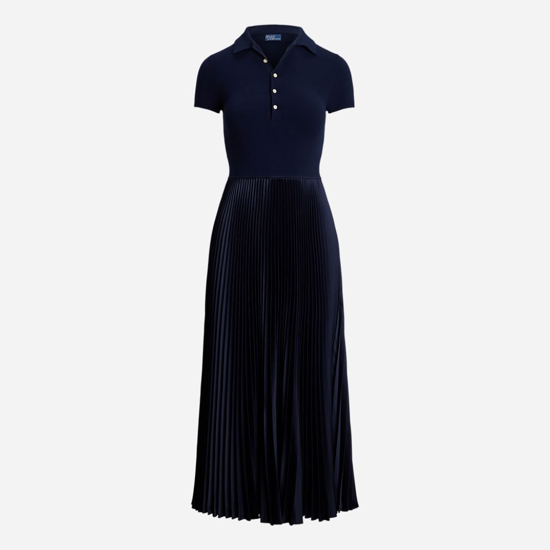  Polo Sweater-Bodice Dress -  Hunter Navy