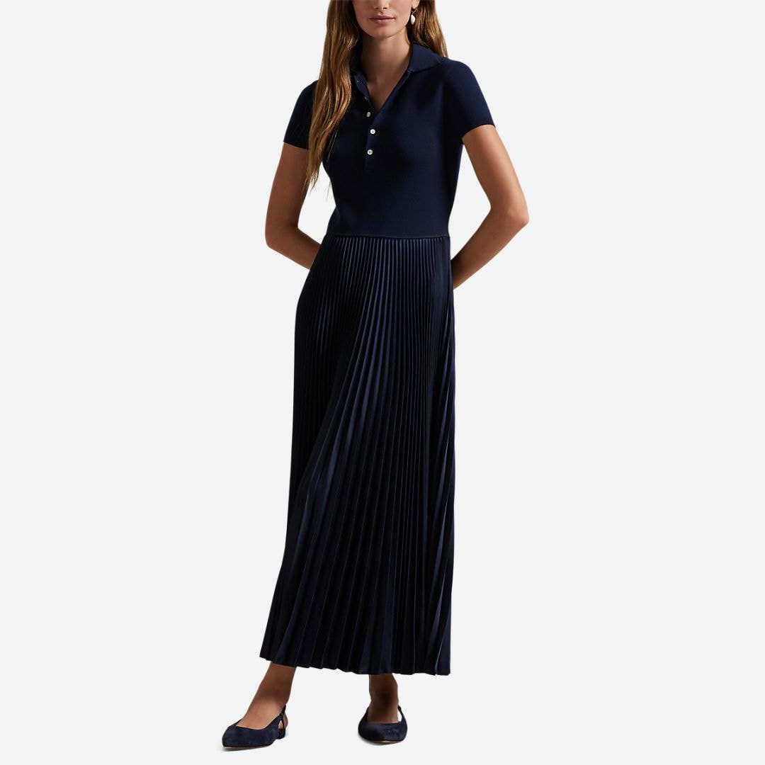  Polo Sweater-Bodice Dress -  Hunter Navy