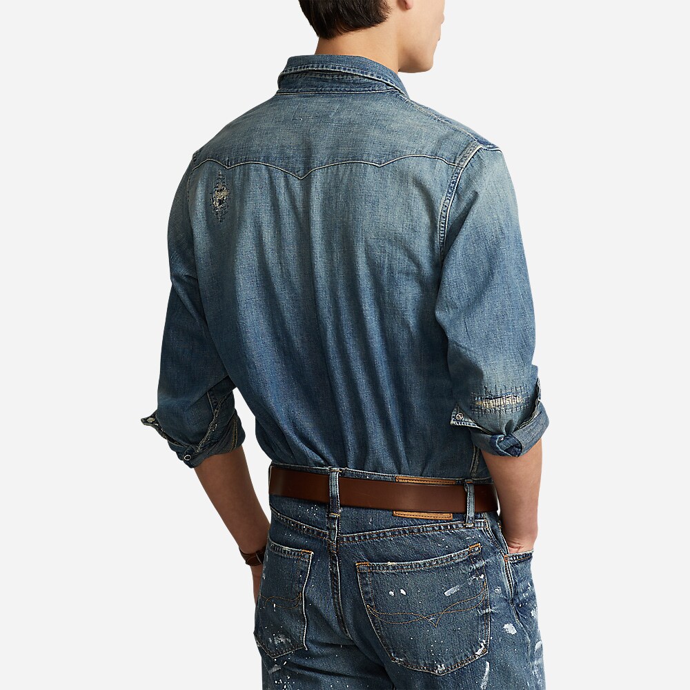 Western Shrt-Long Sleeve-Sport Shirt Blue