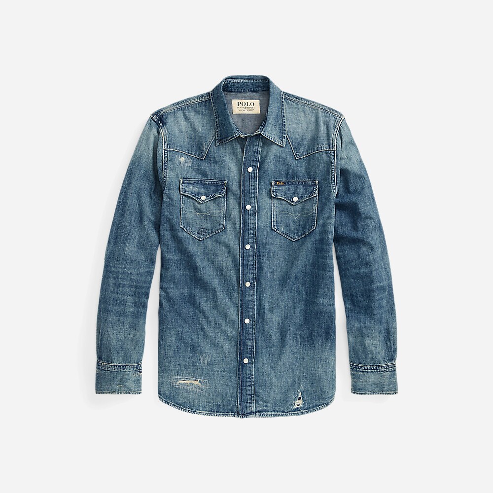 Western Shrt-Long Sleeve-Sport Shirt Blue