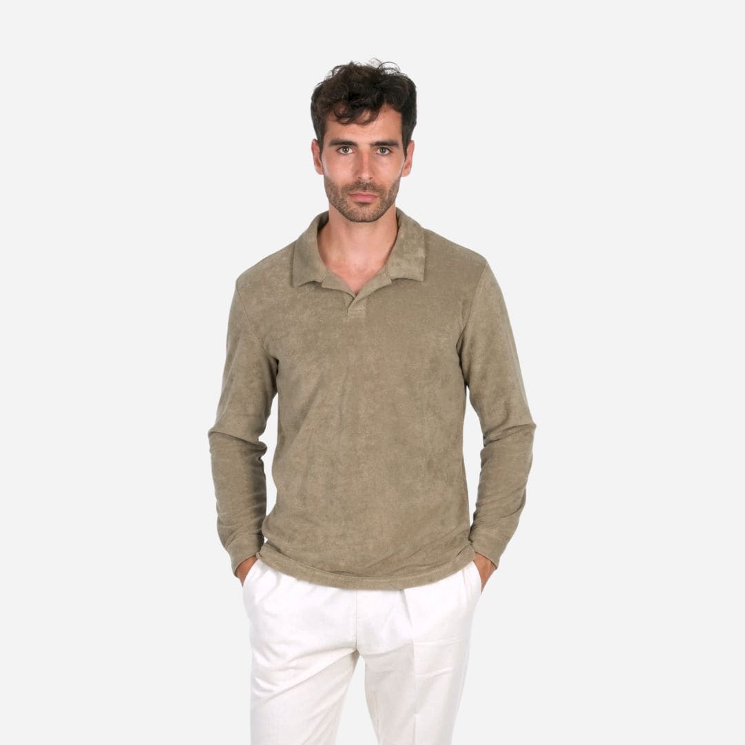 Riviera Terry Polo Long Sleeve - Olive Green