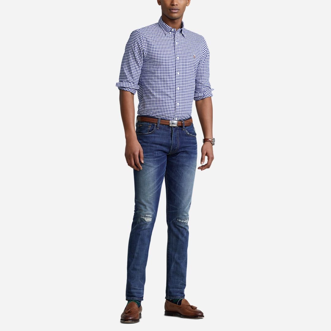 Slim Fit Oxford Sport Shirt - Bsr Royal/White