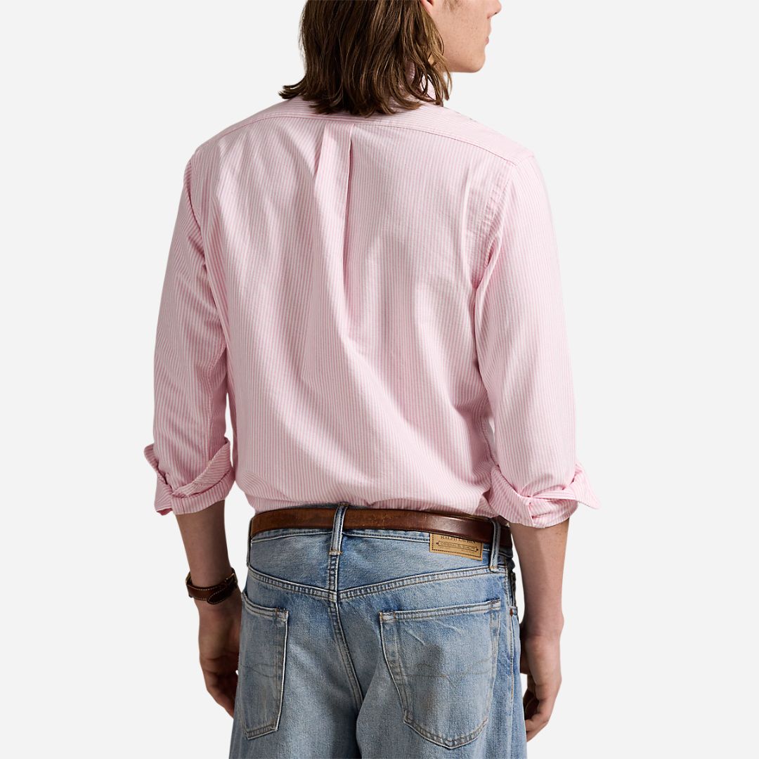 Slim Fit Striped Oxford Shirt - New Rose/White