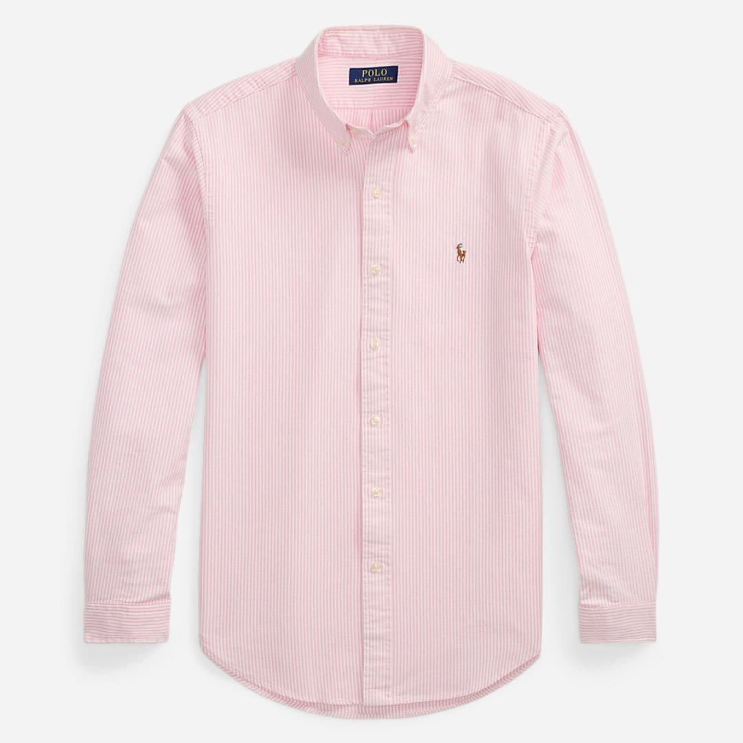 Slim Fit Striped Oxford Shirt - New Rose/White