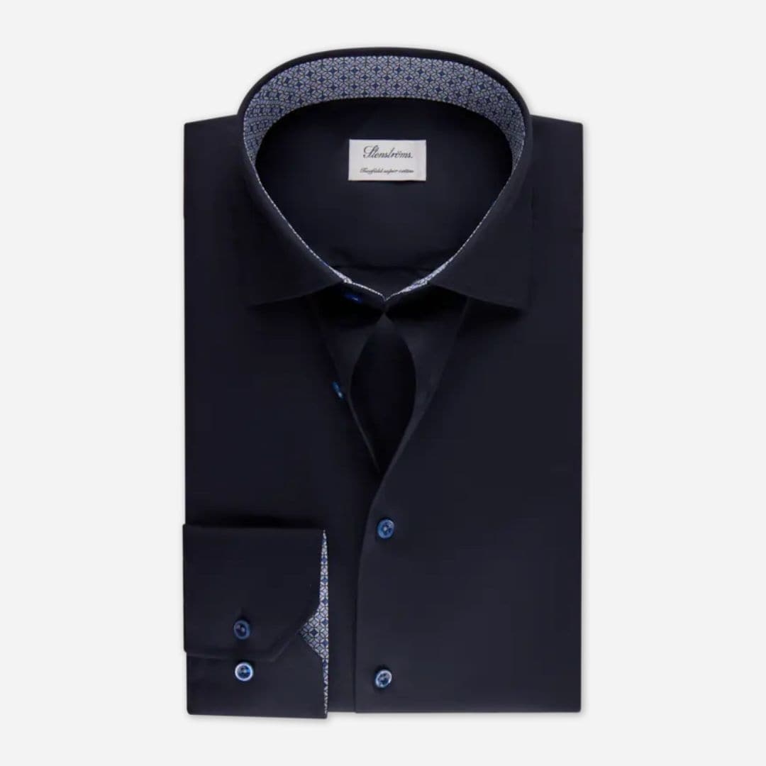 Slimline Contrast Shirt - Navy