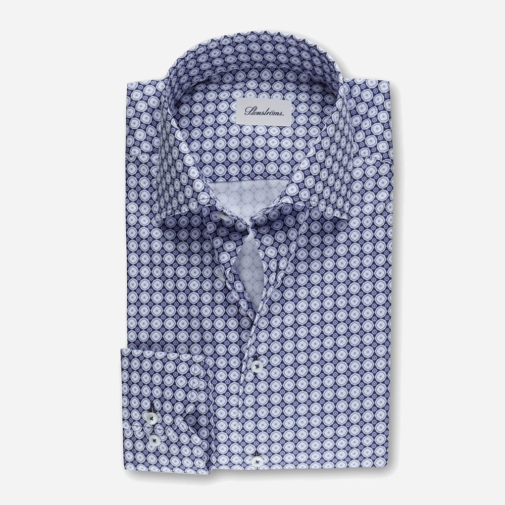 Printed Dot Fitted Body Blue/White