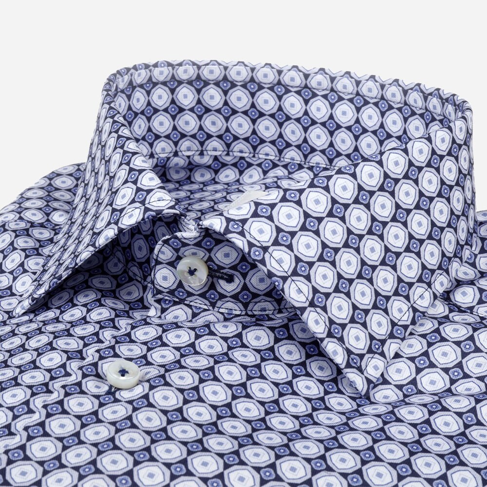 Printed Dot Fitted Body Blue/White