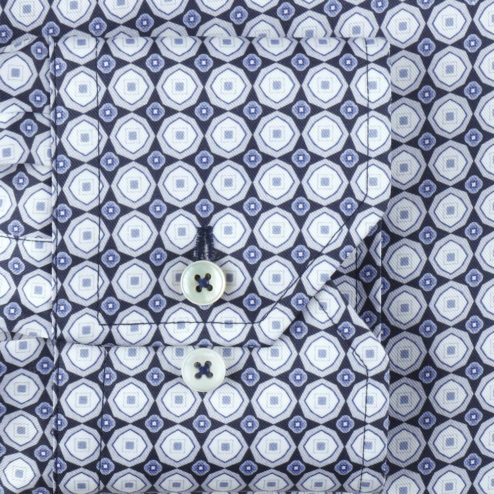 Printed Dot Fitted Body Blue/White