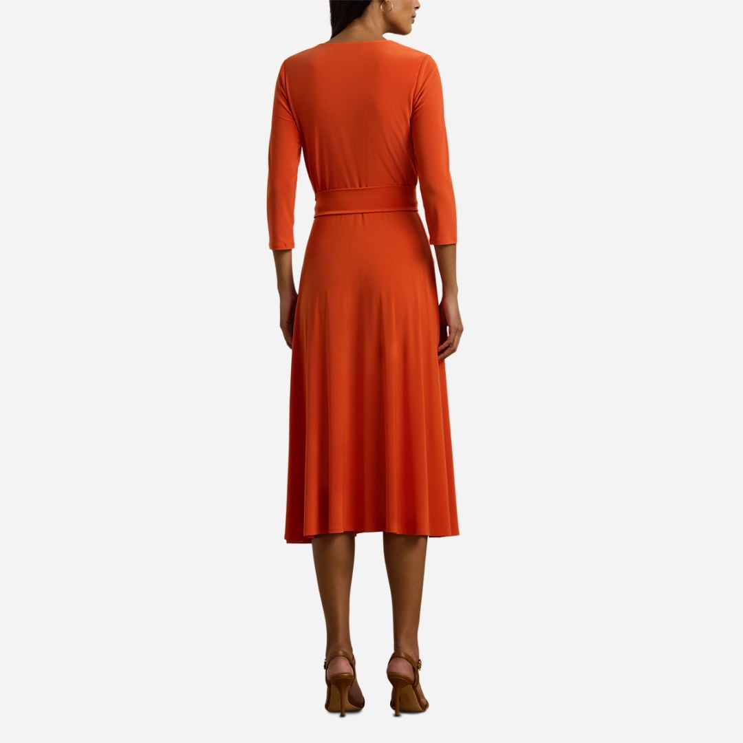  Surplice Jersey Dress - Orange Lily