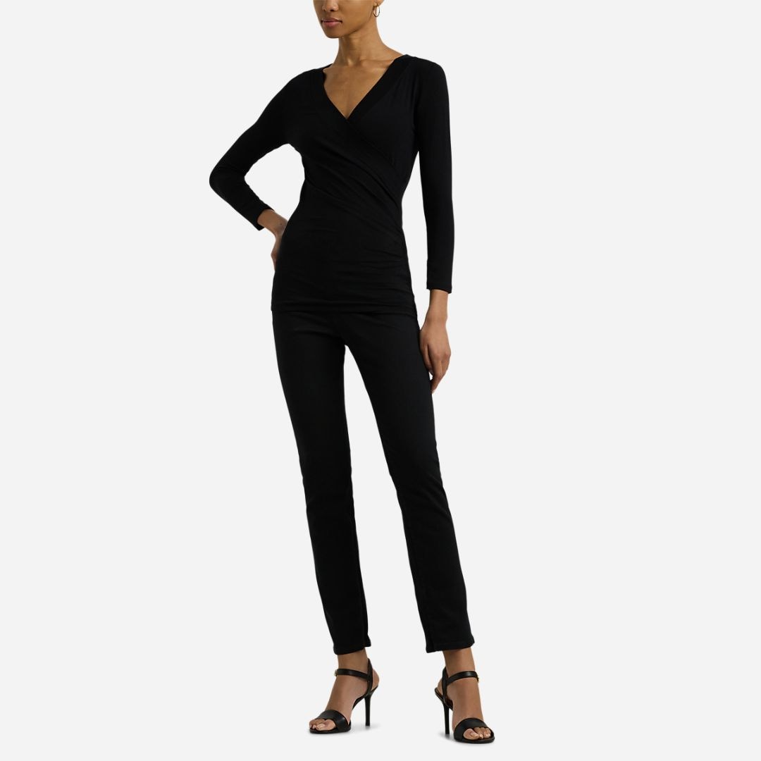 Surplice Jersey Top - Polo Black