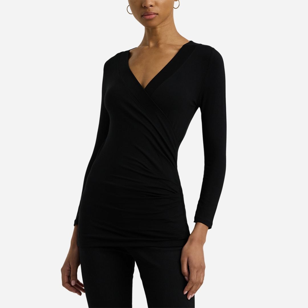 Surplice Jersey Top - Polo Black