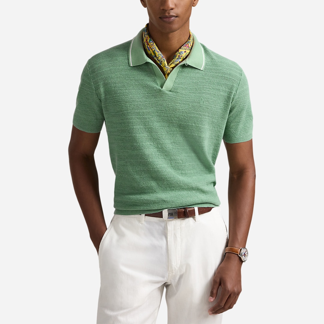  Textured Cotton-Linen Sweater -  Faded Mint
