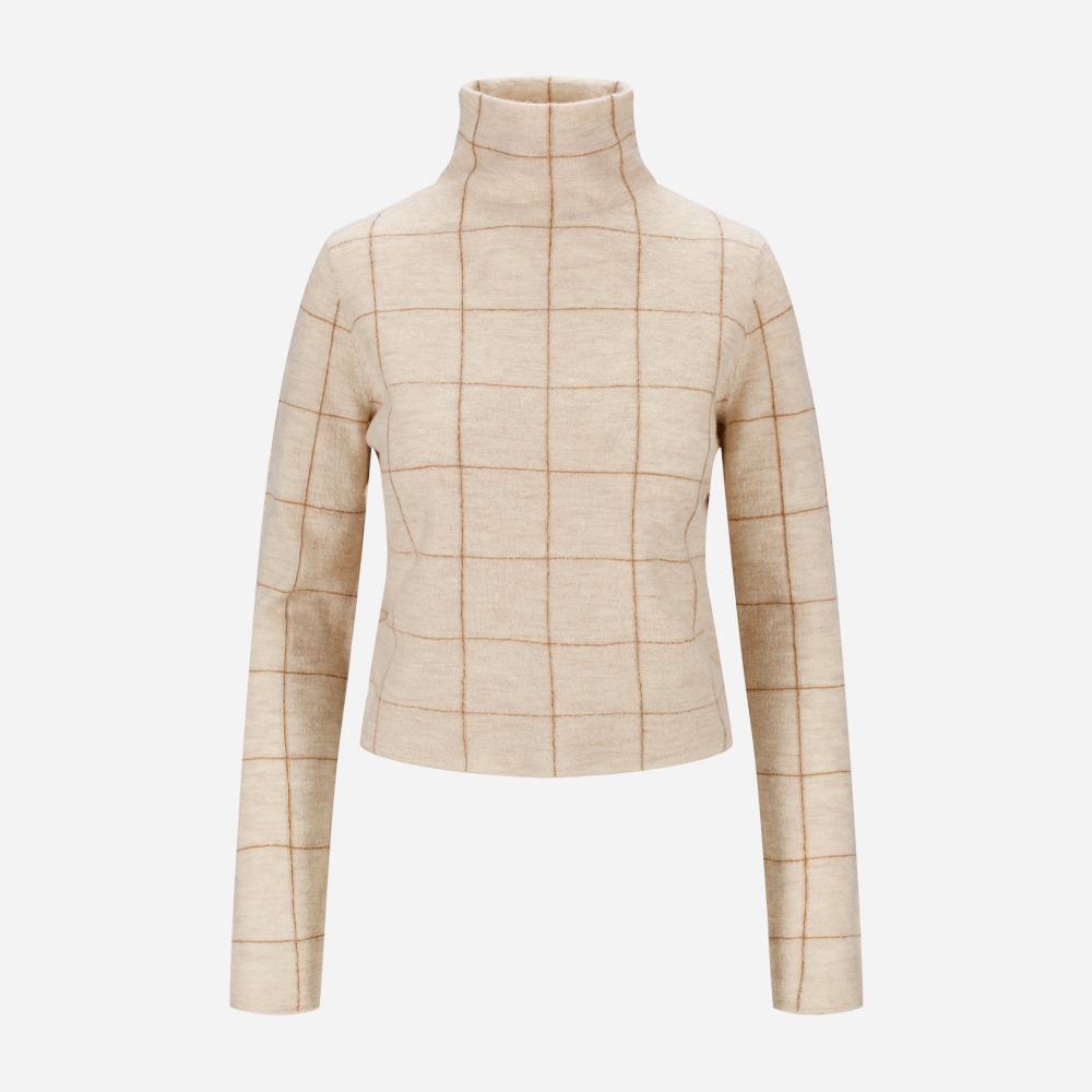 Windowpane Plaid Turtleneck 243 Dove
