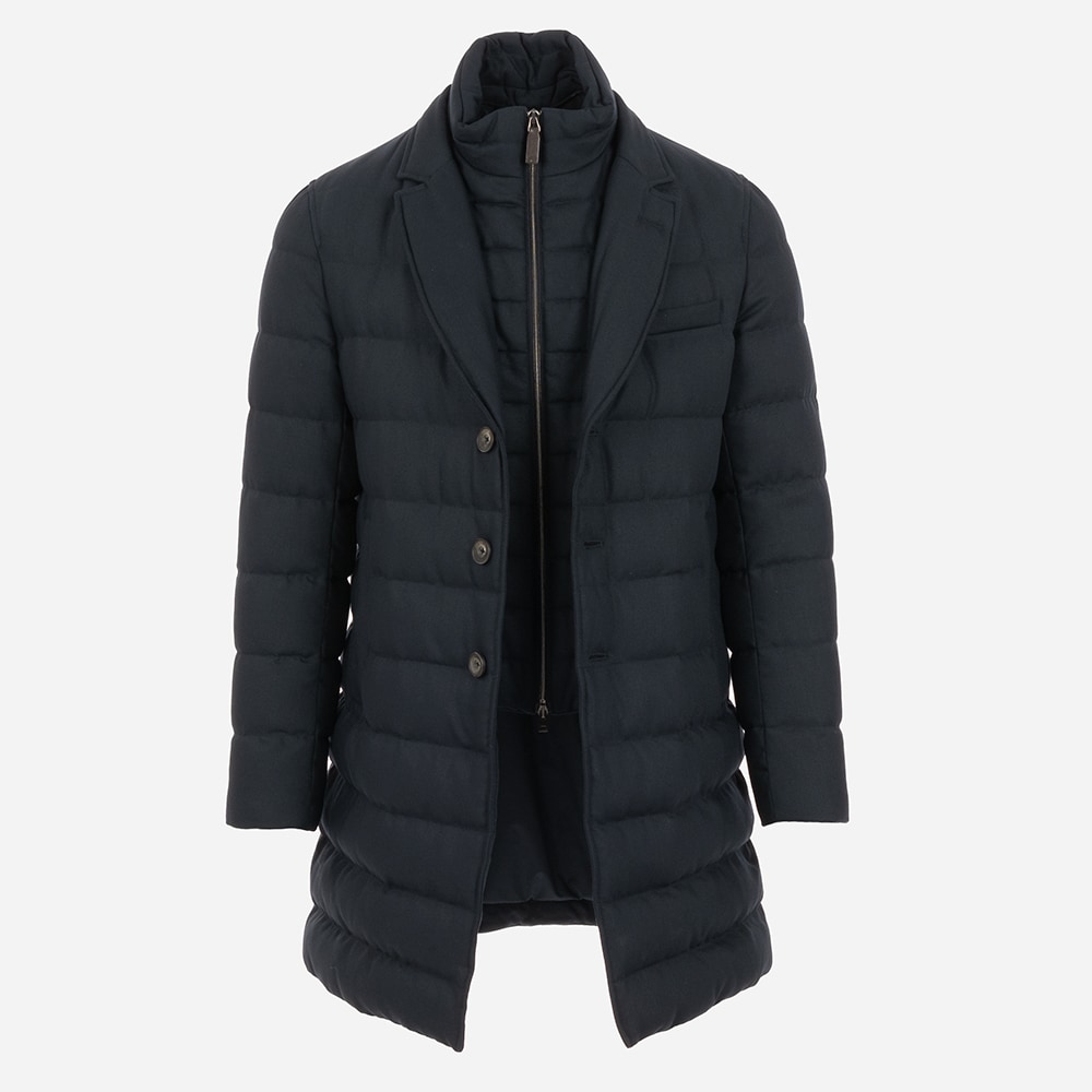 Men Woven Half Coat - Blue