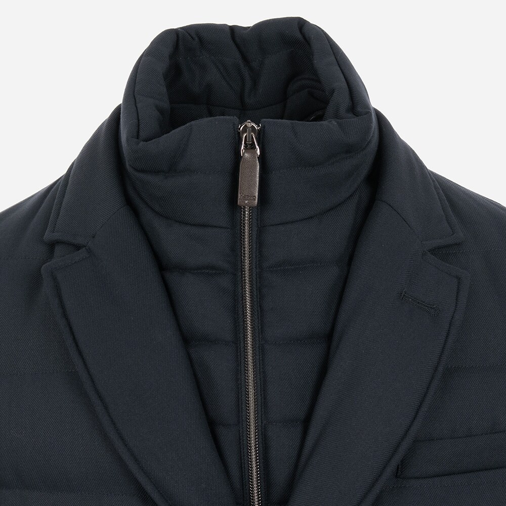 Men Woven Half Coat - Blue