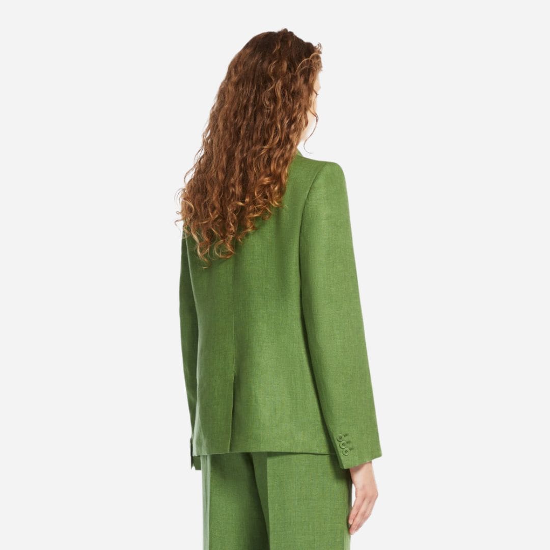 Washed Linen Blazer -  Green