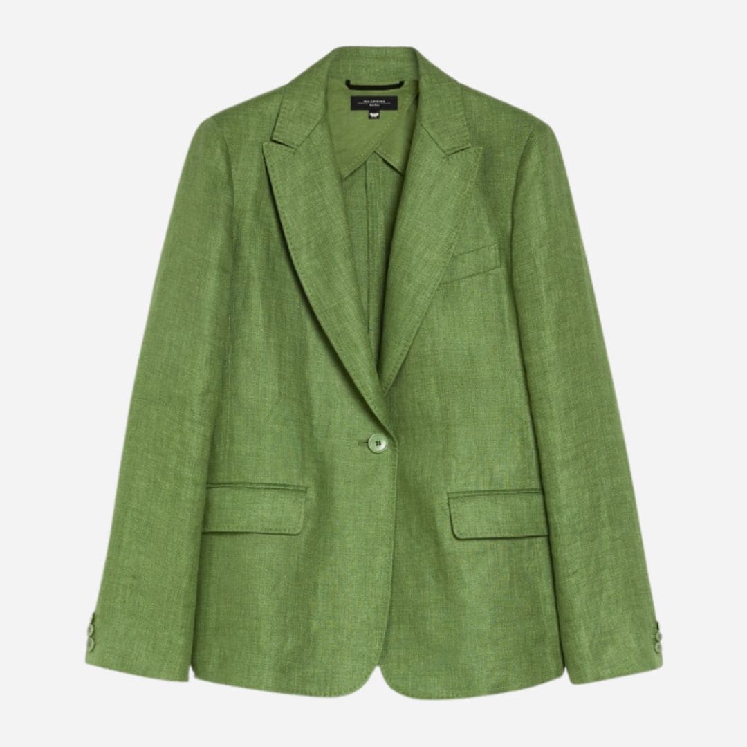 Washed Linen Blazer -  Green