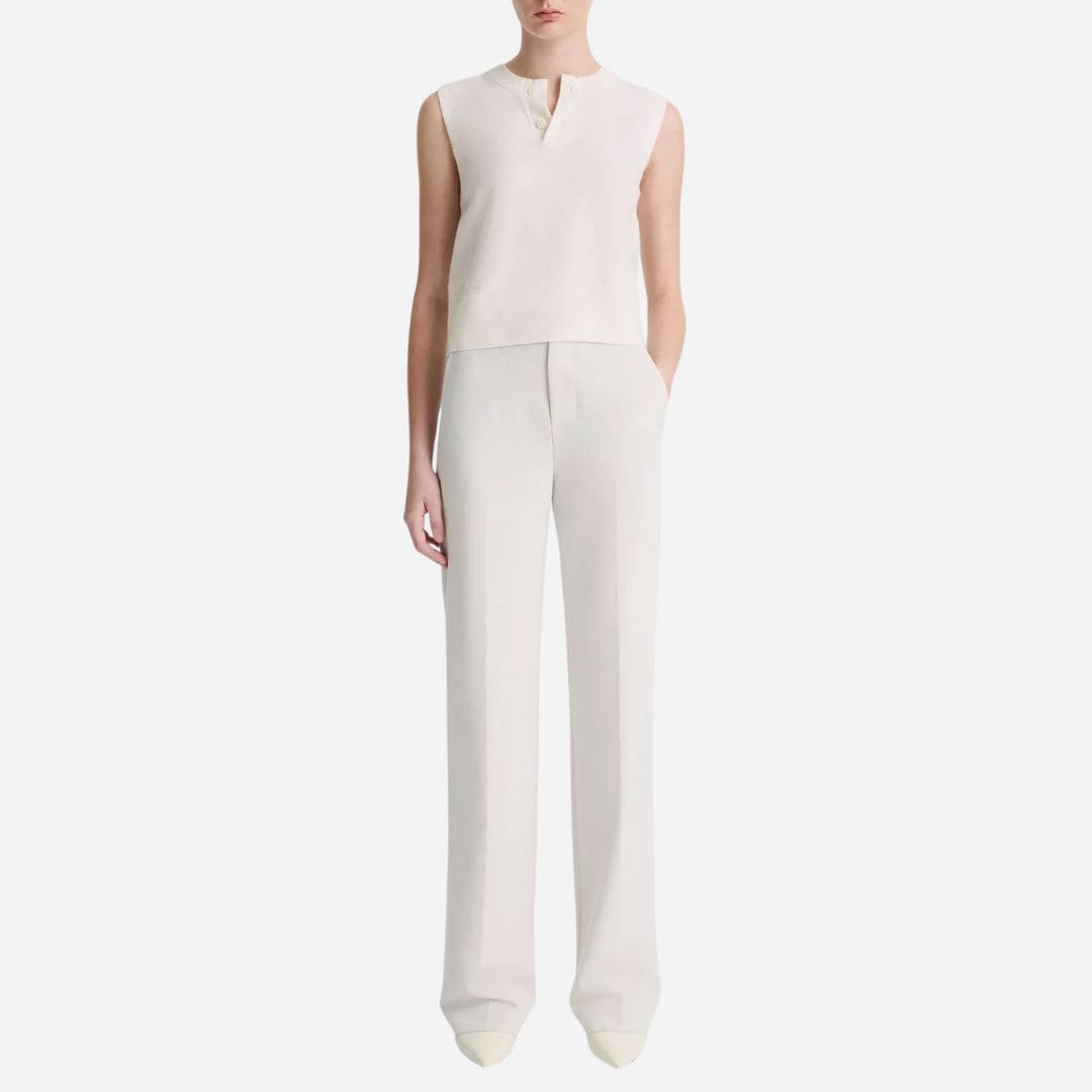 Wool-Blend Henley Shell - Off White