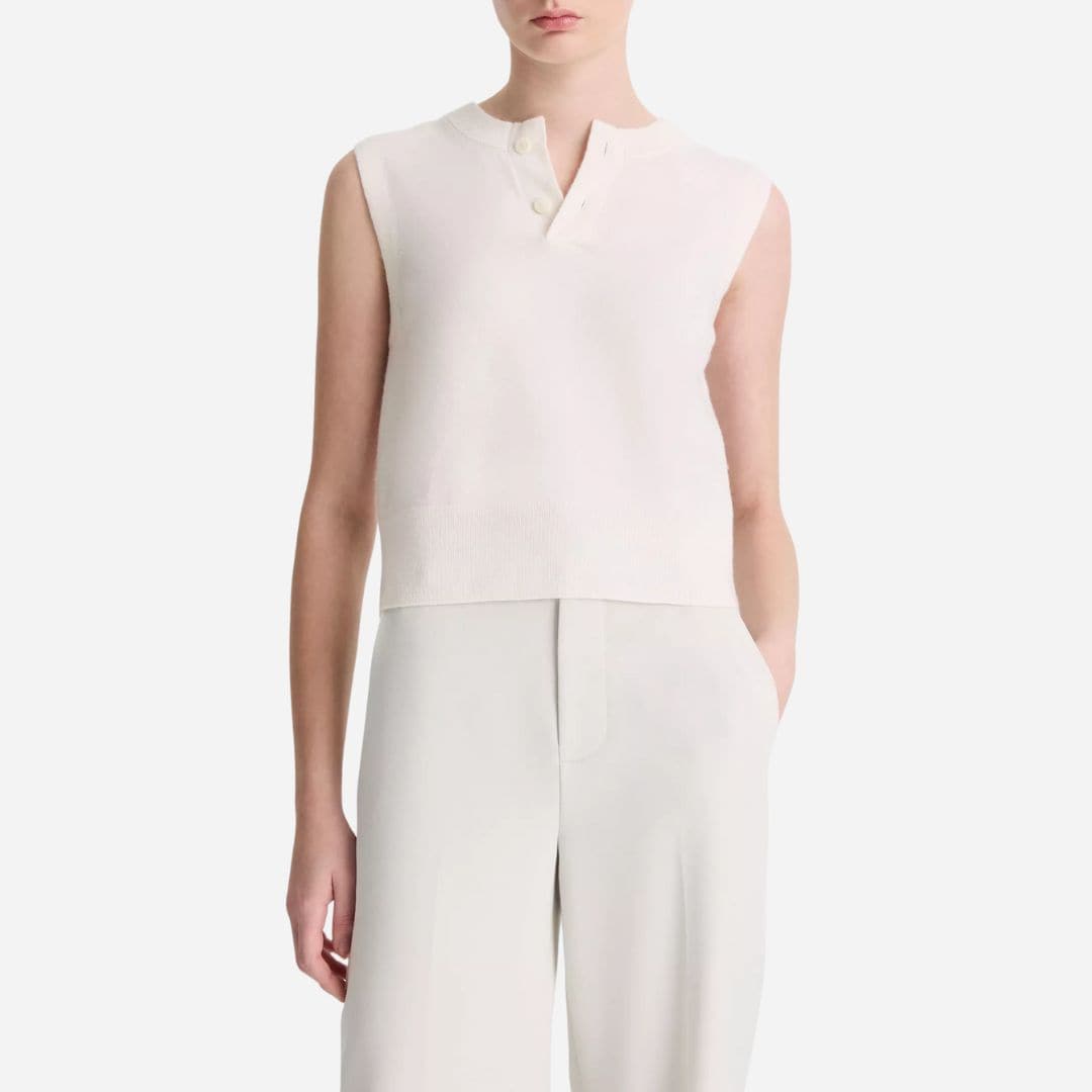 Wool-Blend Henley Shell - Off White