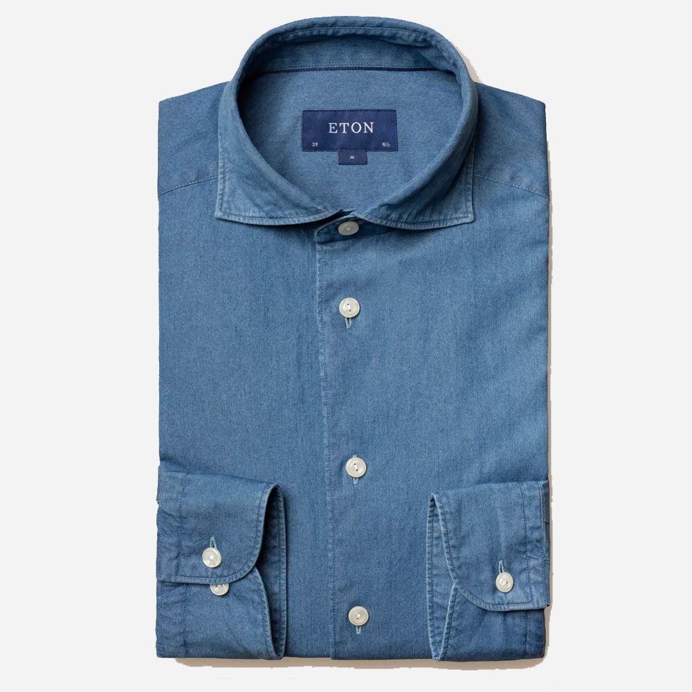 Slim Fit Denim Shirt - Denim Blue