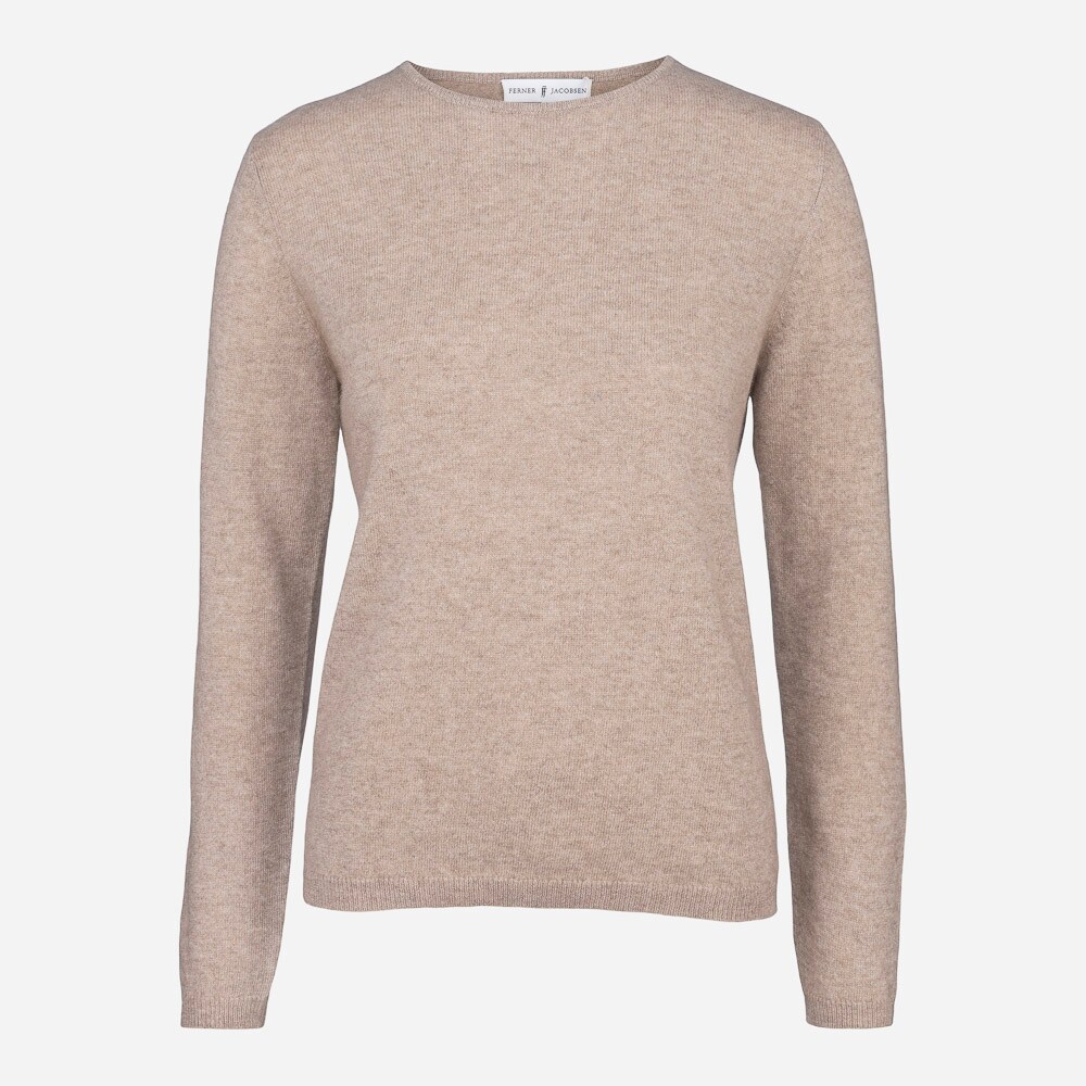 Crew Neck Cashmere Woman Beige