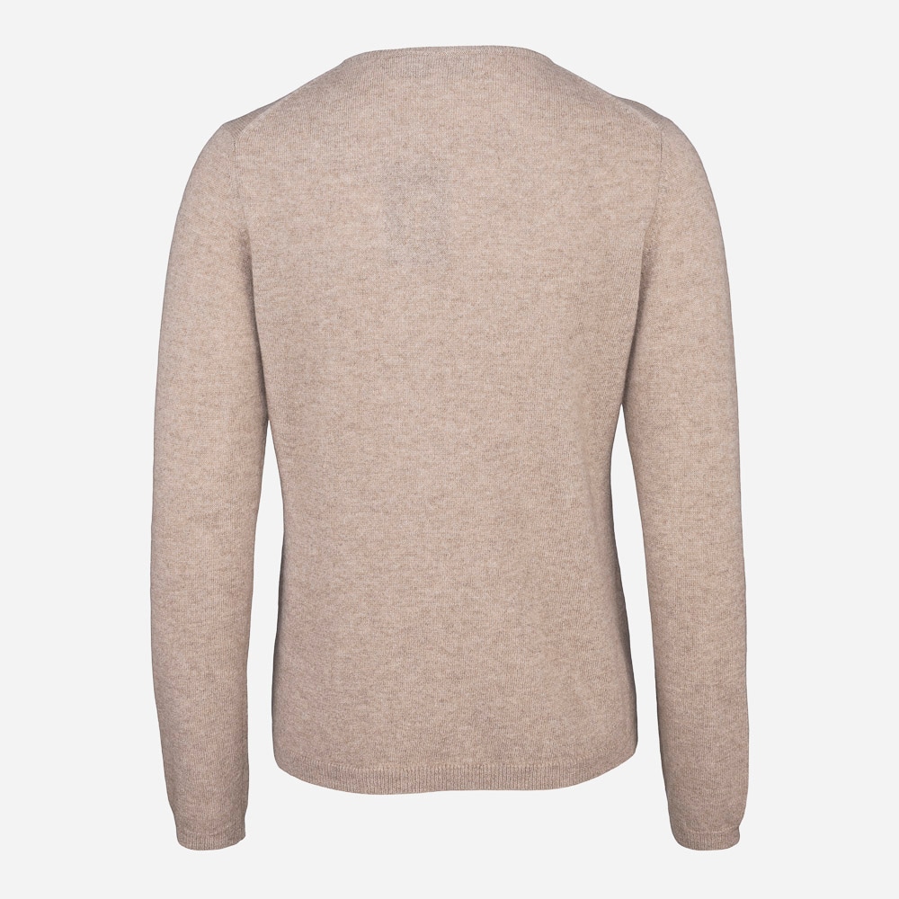 Crew Neck Cashmere Woman Beige