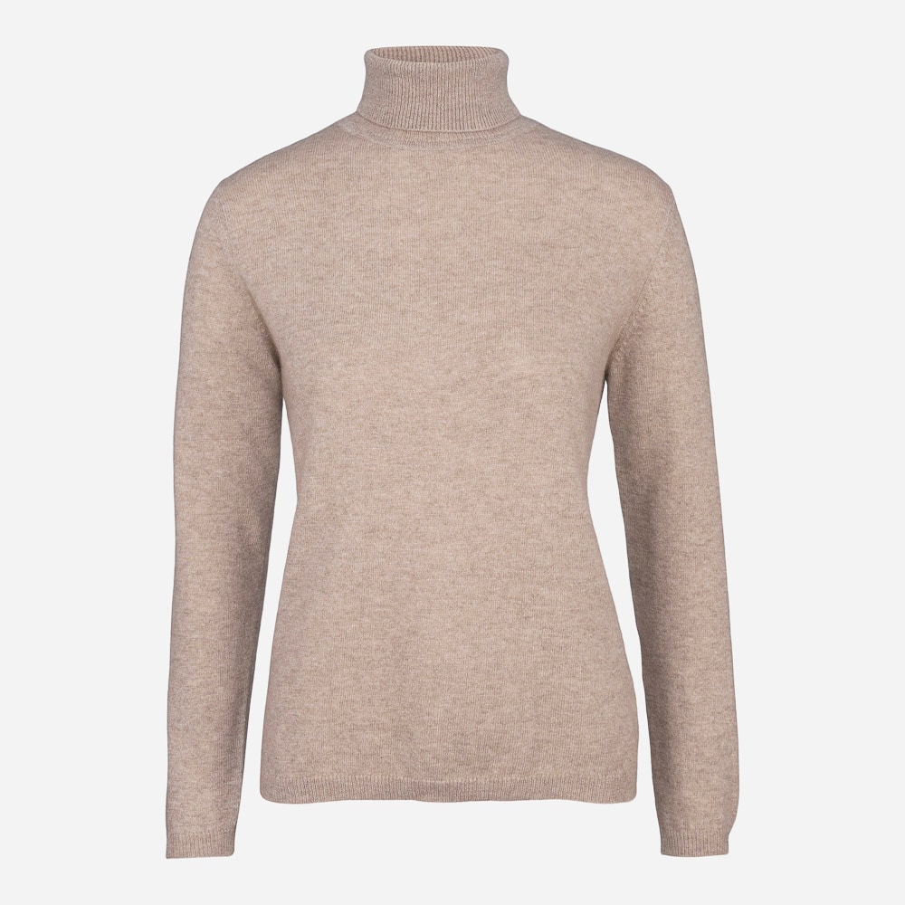Turtle Neck Cashmere Woman Beige