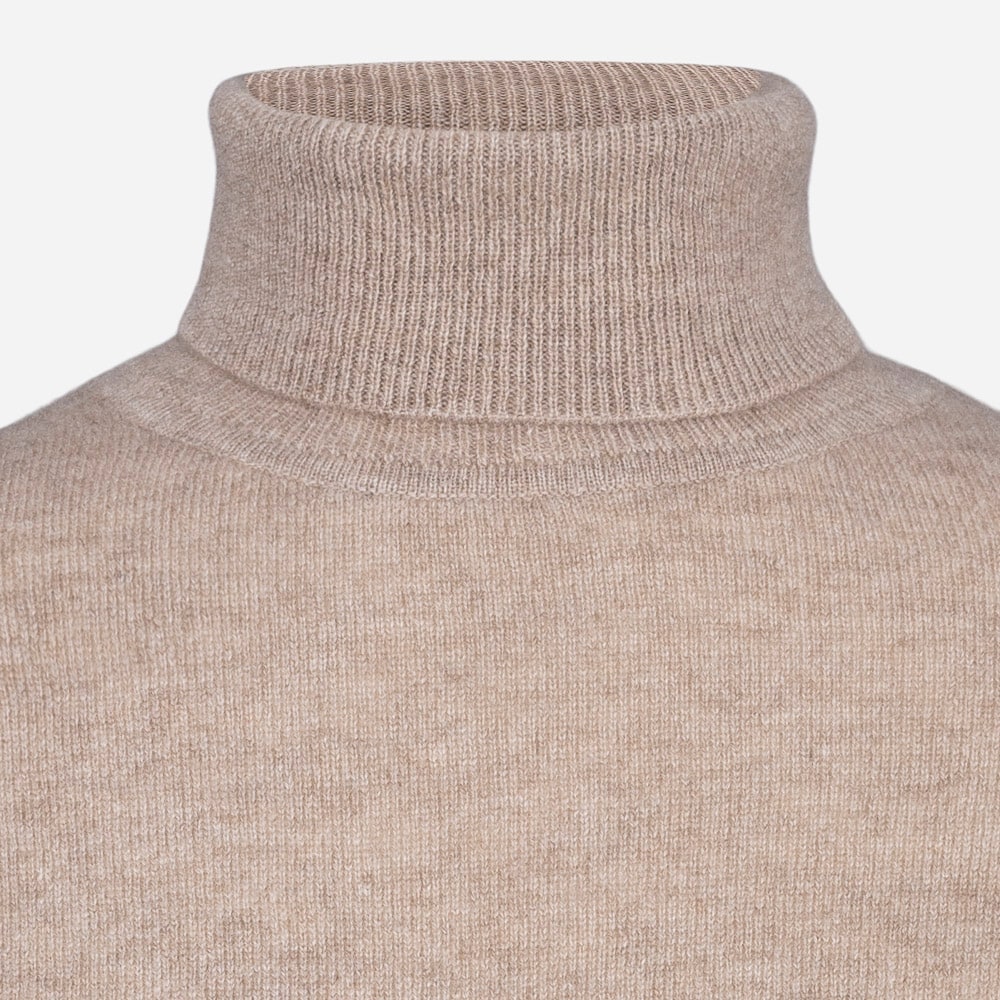 Turtle Neck Cashmere Woman Beige