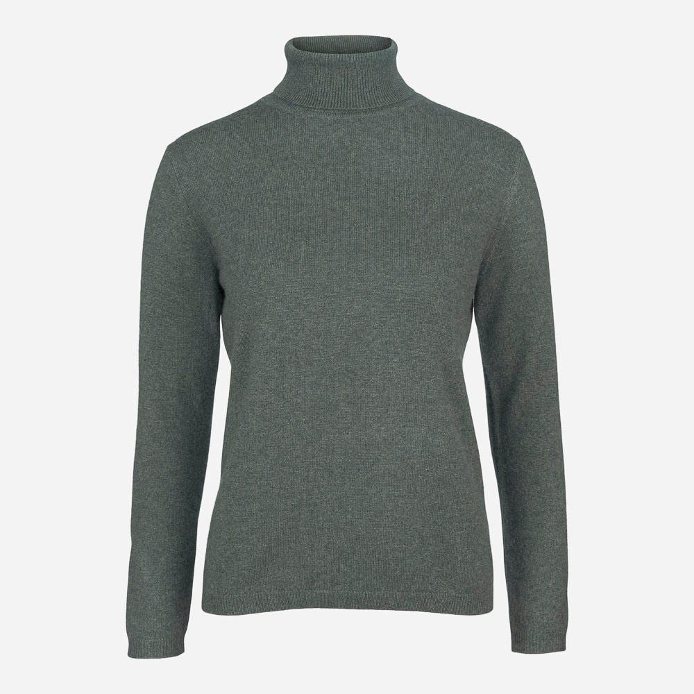 Turtle Neck Cashmere Woman Dark Green