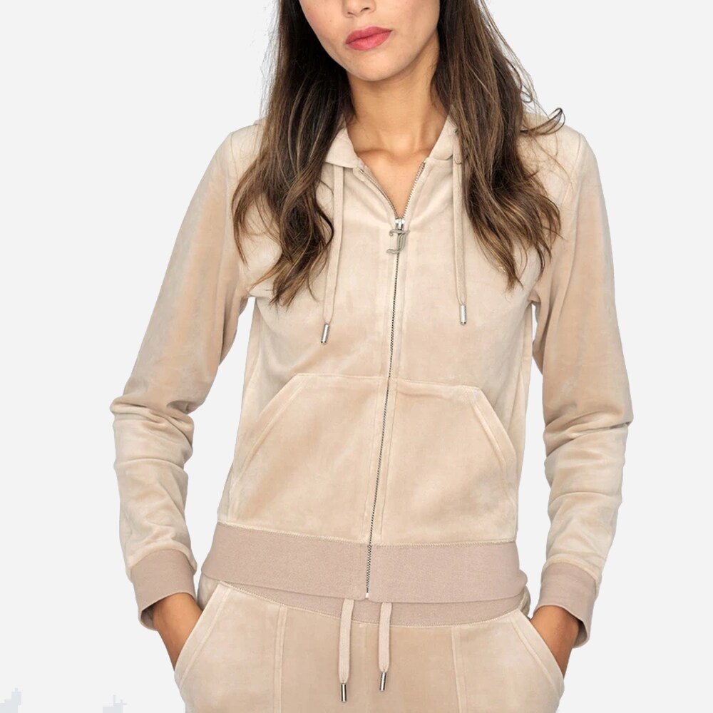 Robertson Velour Zip Warm Taupe