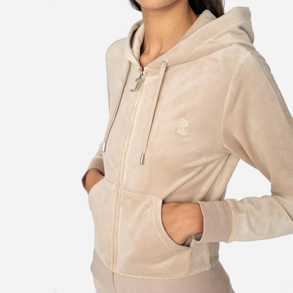 Robertson Velour Zip Warm Taupe