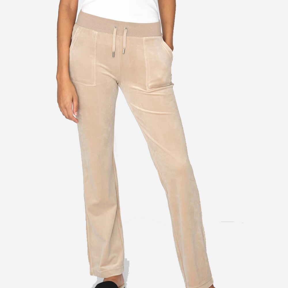 Del Ray Classic Velour Pant Pocket Design Warm Taupe
