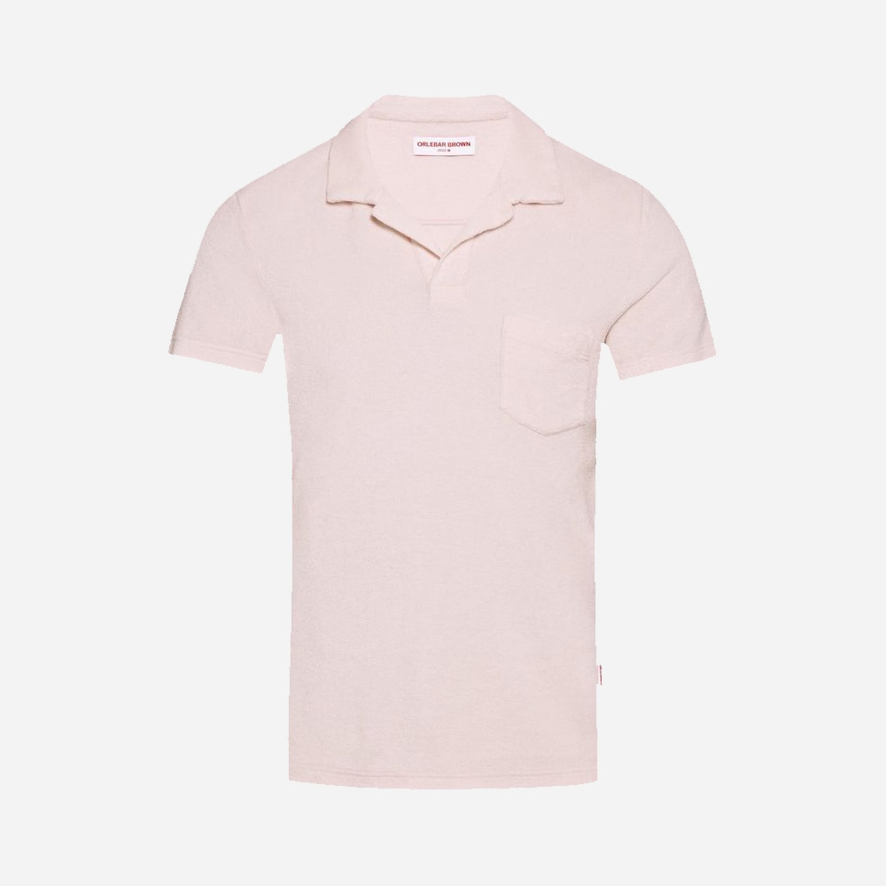 Terry Towelling Polo Shirt - Shell Pink