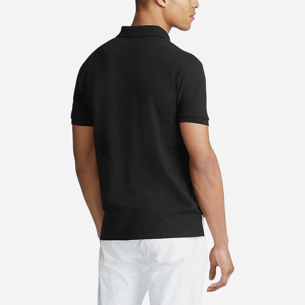 Custom Slim Fit Mesh Polo Shirt - Black
