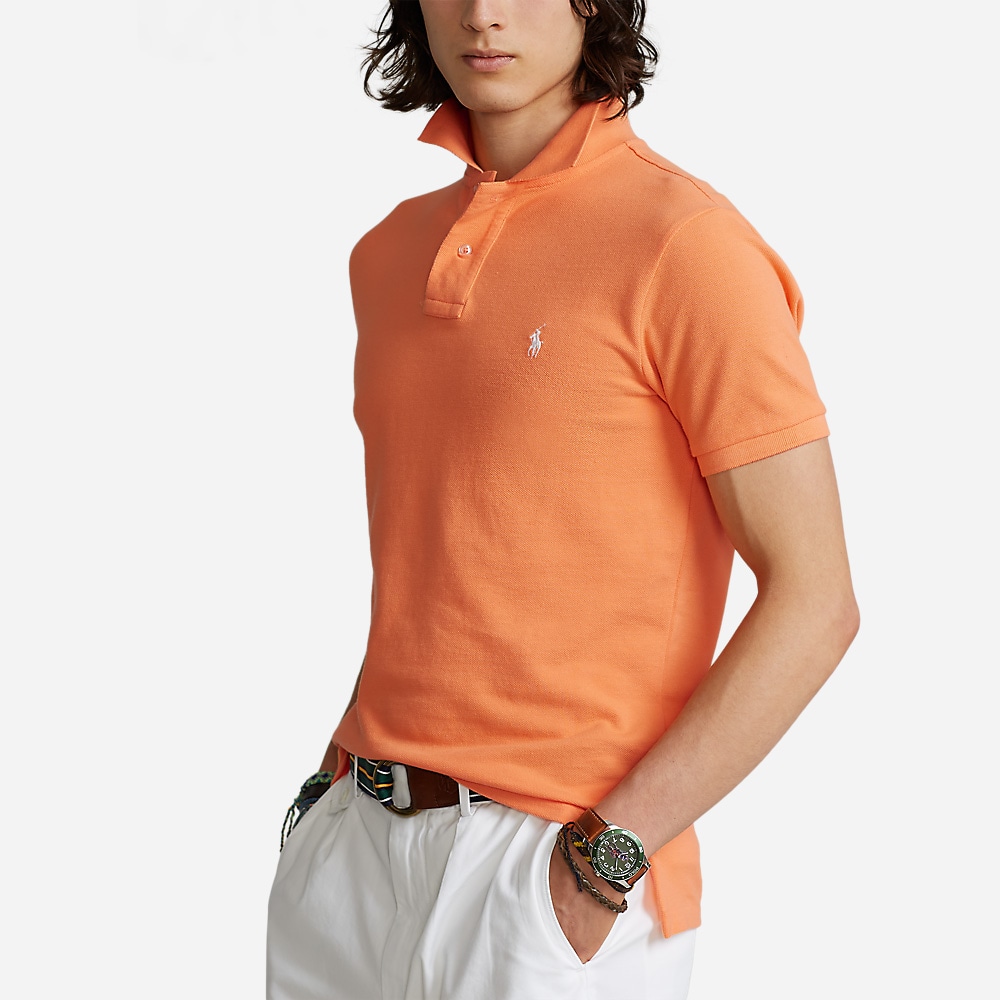 Custom Slim Fit Mesh Polo Shirt - Key West Orange